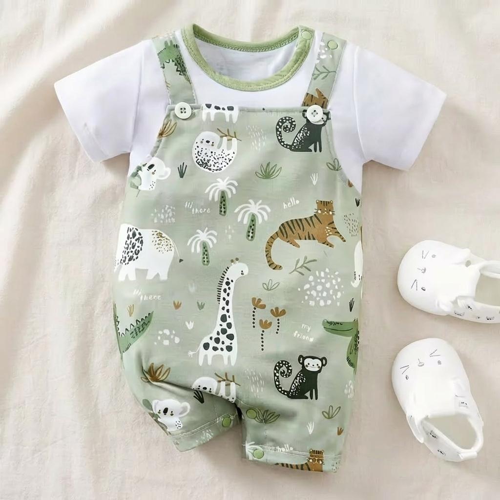 Piece Adorable Safari Animal Baby Romper & T-Shirt Set